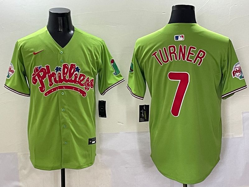 Men Philadelphia Phillies #7 Turner Green Five generations Joint Name 2025 Nike MLB Jersey style 1